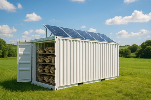 Container with photovoltaics